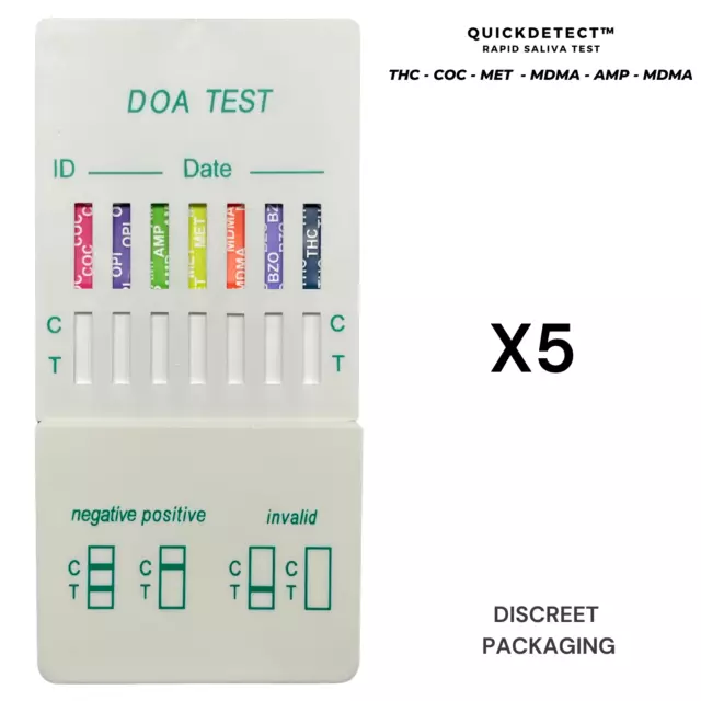 5x Urine Drug Test Kit  7 in 1 THC  Meth  Cocaine  AMP  BZO  MDMA  OPI  ECSTASY