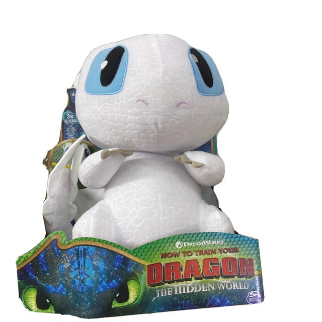DREAMWORKS DRAGONS SQUEEZE And Growl Lightfury Plush Dragon with Sounds