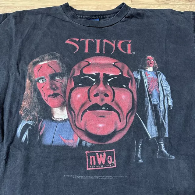 WCW 1998 Vintage Sting NWO Red Face Tee Wrestling T-Shirt Sz XL 3