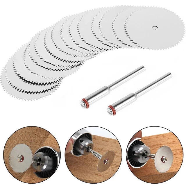 Kit de hoja de sierra mini circular 15 piezas - herramienta giratoria de disco rueda de corte de acero inoxidable