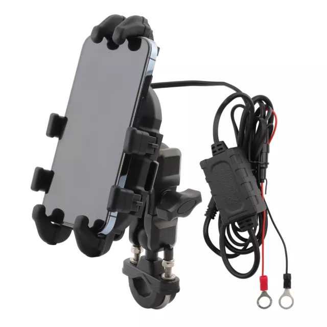 Motorcycle Cell Phone GPS Handlebar Mount Holder Vibration Dampener USB Charger
