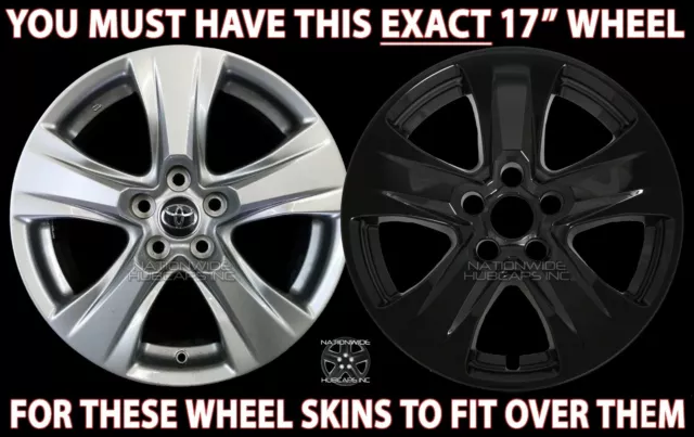 4 fit Toyota RAV4 XLE 2019-2024 Black 17" Wheel Skins Hub Caps Rim Skin Covers 2