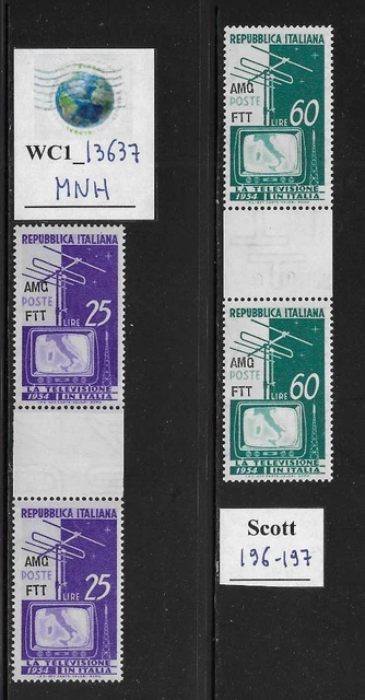 WC1_13637. ITALY: TRIESTE FTT. Gutter pairs 1954 START OF TV. Scott 196-197. MNH