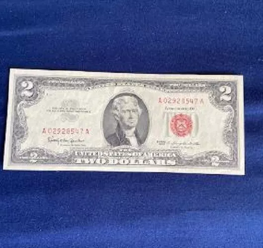 1953 Two Dollar Note Red Seal $2 Bill US CURRENCY OLD MONEY FINE or Better