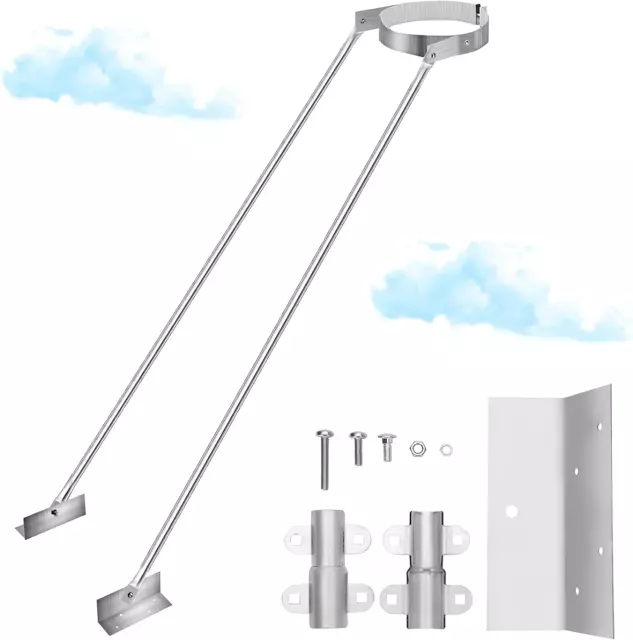 Extended Roof Bracket Supports Chimney Stove Pipe for Duravent Triple Wall 6" I.