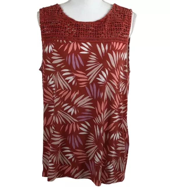 Ann Taylor Factory  women sleeveless top leaf print size XL