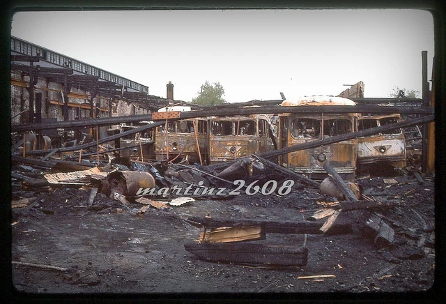 (Db) Orig. Traction/Trolley Slide Septa Woodland Carhouse Fire Scene 1