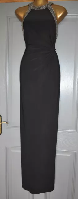 Monsoon Long Black & Silver Evening Formal Occasion Maxi Party Dress Size 14