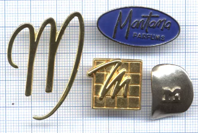 Lot de Pin's marqué avec Lettres M / L´Oréal Modeling logo MONTANA Parfums PARIS