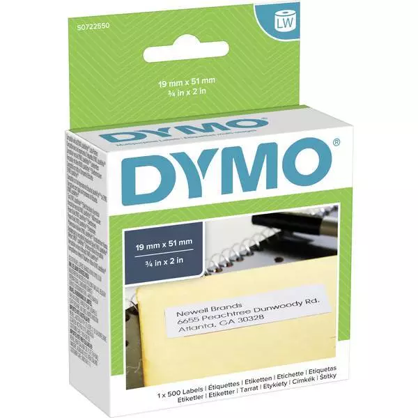 Dymo S0722550  etichette multiuso 19 x 51 mm bianco 500 pz. 11355