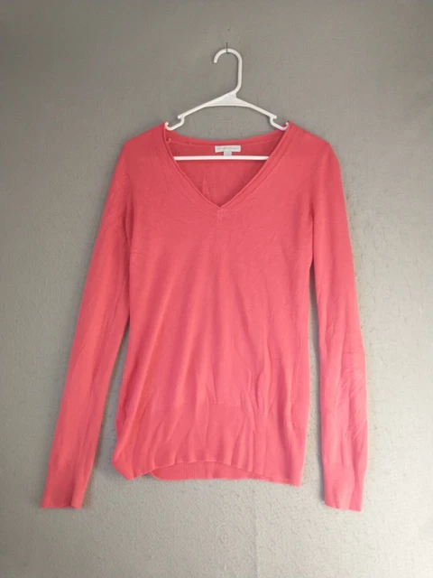 New York Company Womens Sweater XS Red Long Sleeve V Neck Solid Knit Pullover
