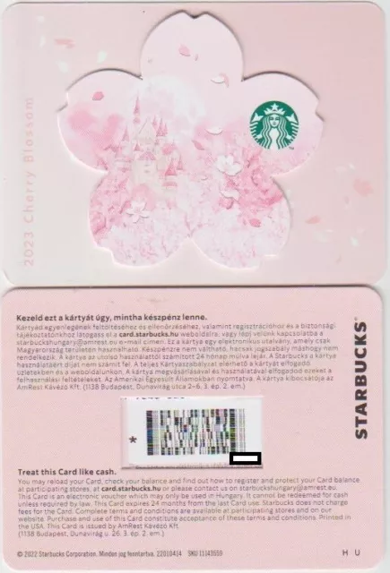 Hungary Starbucks card, No value,PIN intact - 2022 Cherry Blossom with Star