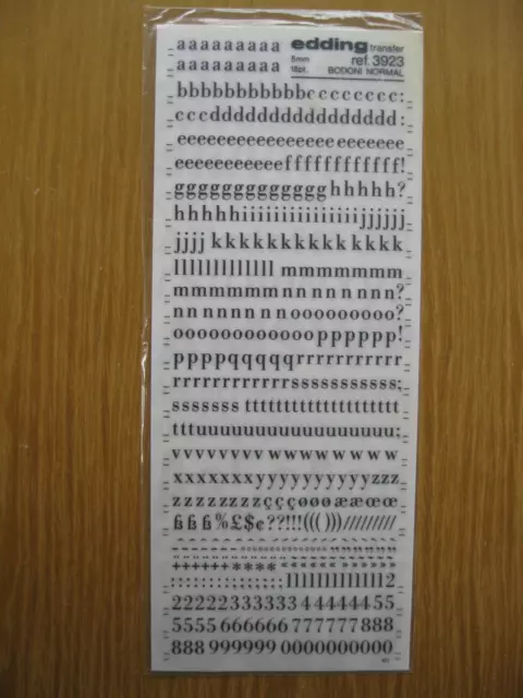1 x Edding Untertasche & Nummer BODONI NORMAL 5 mm 18pt Transfer Ref. 3923