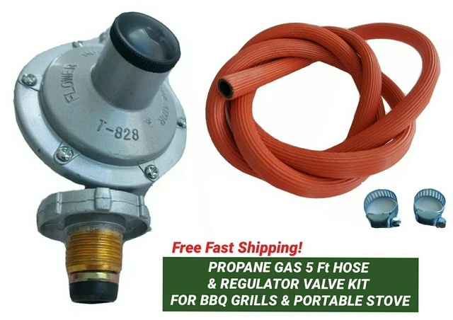 Universal Propane Regulator Hose with Tank Gauge for LP Gas Grill, Heater, Fire Pit Table