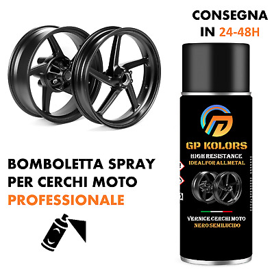 Bomboletta Spray Vernice Cerchi Moto NERO SEMILUCIDO Professionale