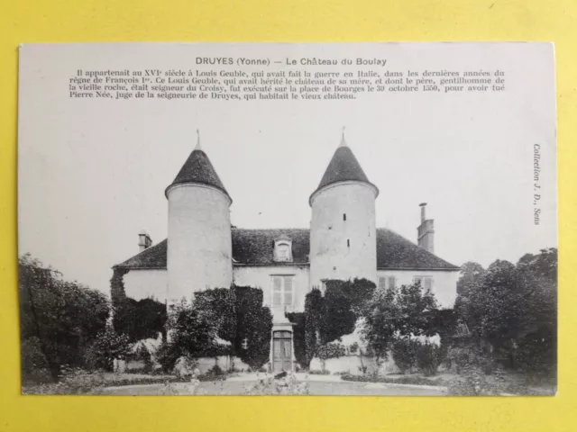 cpa Bourgogne DRUYES les BELLES FONTAINES (Yonne) CHÂTEAU du BOULAY Castle Burg