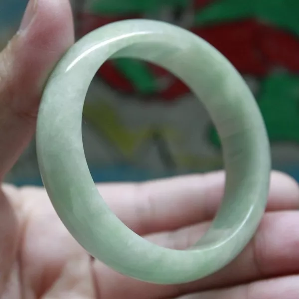 Genuine Natural Jadeite Grade A Fine Untreated Light Green Jade Bangle 55.47mm