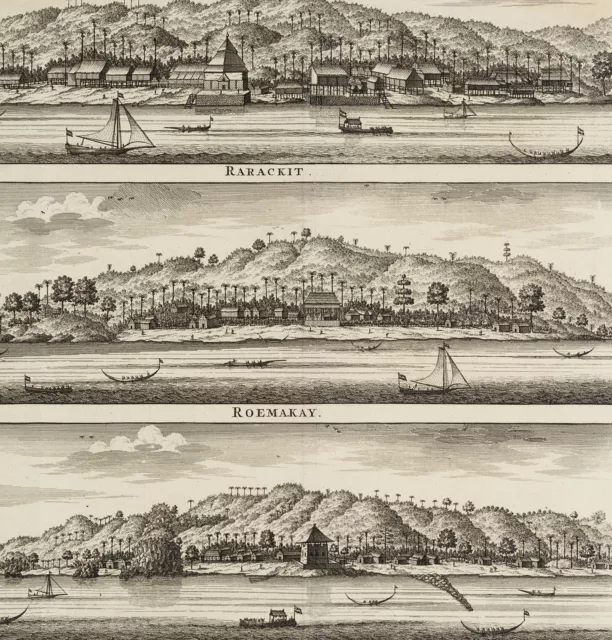 F. OTTENS (1700-1770), Handelsposten in Indonesien, Kupferstich Asiatisch 3