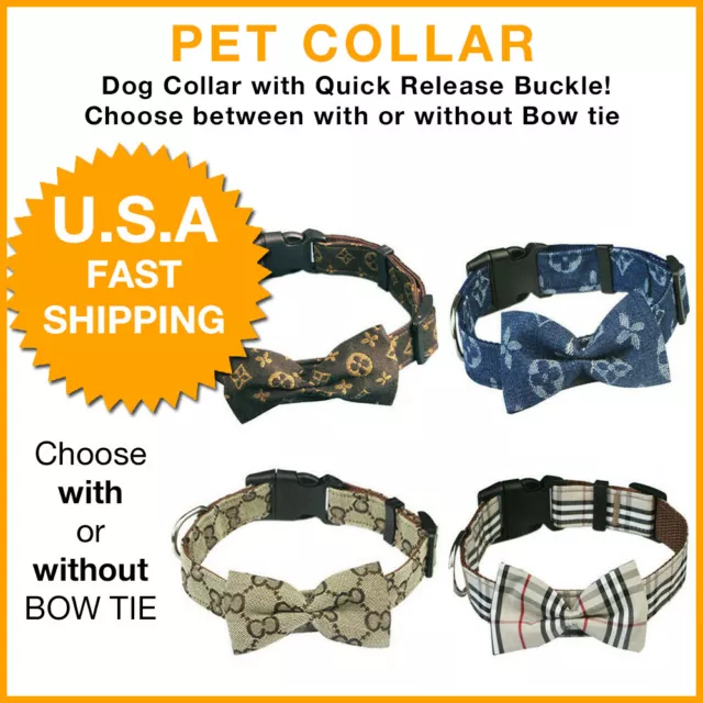 Luxury Fashion NO BOW Tie Dog Collar w/ Quick Release Buckle, Male, High Quality