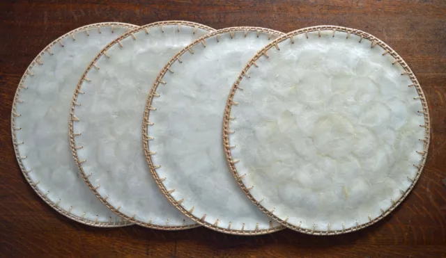 Capiz Shell Round Placemats 14” Charger Plates Set Of 4 (10 Sets Available)