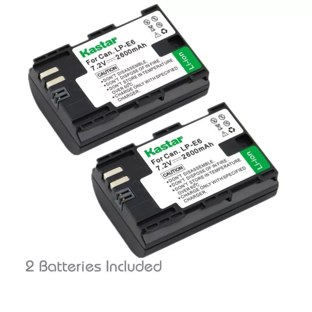 Kastar LP-E6 Battery for Canon EOS 6D, 7D, 7D Mark II, 60D, 60Da, 70D, 80D, XC10