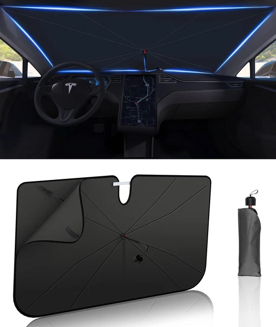 Windshield Sun Shade Umbrella: Dual-Layer, 360° Handle, Medium Size.
