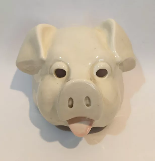 Vintage Wall Hook Creepy AF Pig Ceramic Pig Mask Apron Towel Hook