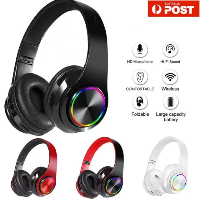 Wireless Headphone Bluetooth Sports Music Headset Stereo Gaming Foldable B39 AU