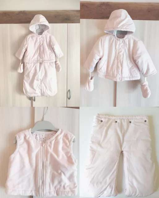 Combinaison pilote gigoteuse hiver ski bébé fille 6-9 mois rose - Très bon état