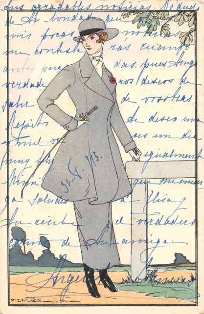 Cpa Illustrator Sign Lhuer.v Elegant Women