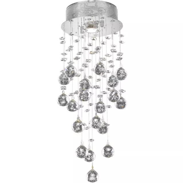Chrome Rain Drop Crystal Balls Chandelier Ceiling Flush mount Light Fixture