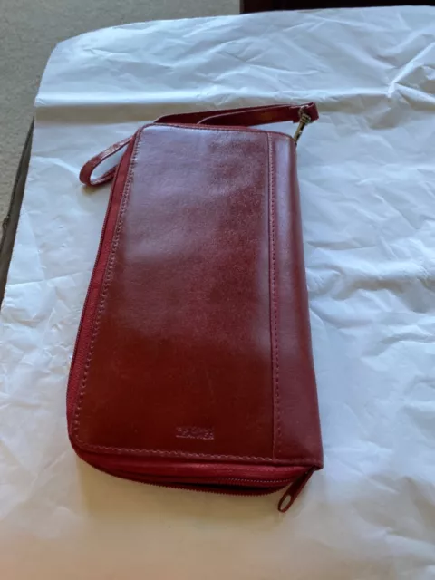 Vintage Red Leather Zip Around Wilsons Leather Multi Passport Travel Case Nwt 3