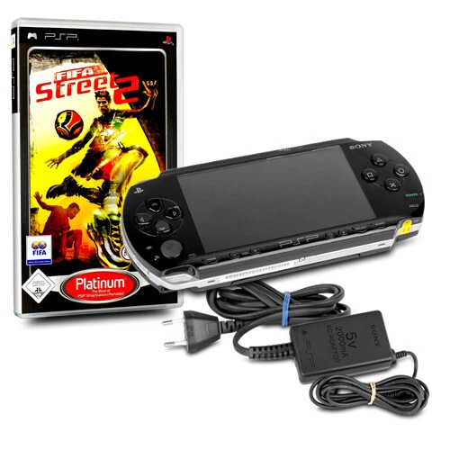 Psp Console 1004 Noir # 10A +Câble Du Chargeur + Jeu Fifa Street 2