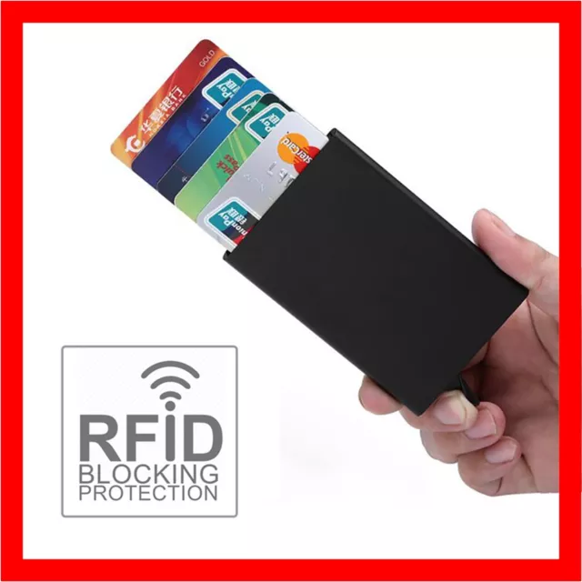 RFID Blocking Aluminum Slim ID Wallet Credit Card Holder Flick Case Protector