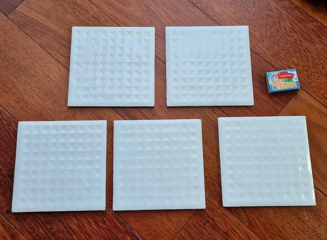 Antique Vintage old 5 pcs Glass Panel Tile Prisms white colour 1900s 15x15cm