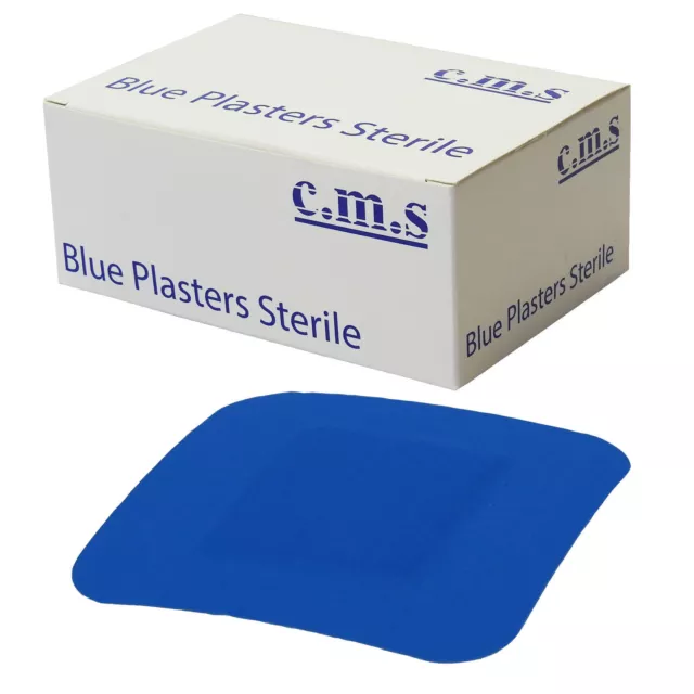 CMS Medical 3.8cm Square First Aid Wound Catering Blue Plaster Dressings 4 Boxes