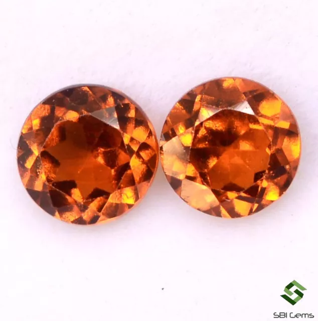 2.15 Cts Certified Natural Hessonite Garnet Round Cut Pair 6 mm Loose Gemstones