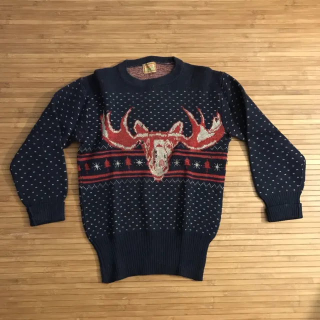 Vtg 40s McGregor Sportswear Moose Head Sweater Ski Knit