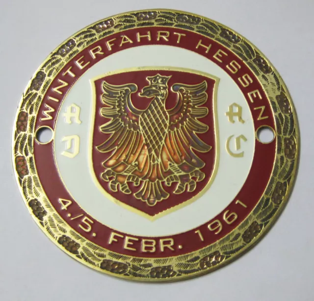 ADAC Winterfahrt Hessen Grill Badge Emblème Logos Métal Email Voiture Ba