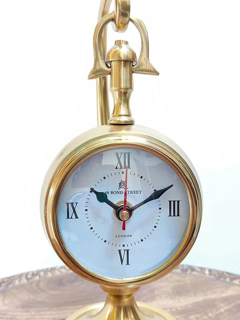 Nautical Brass Table Clock Antique Hanging Desktop Clock Collectible Gift Item