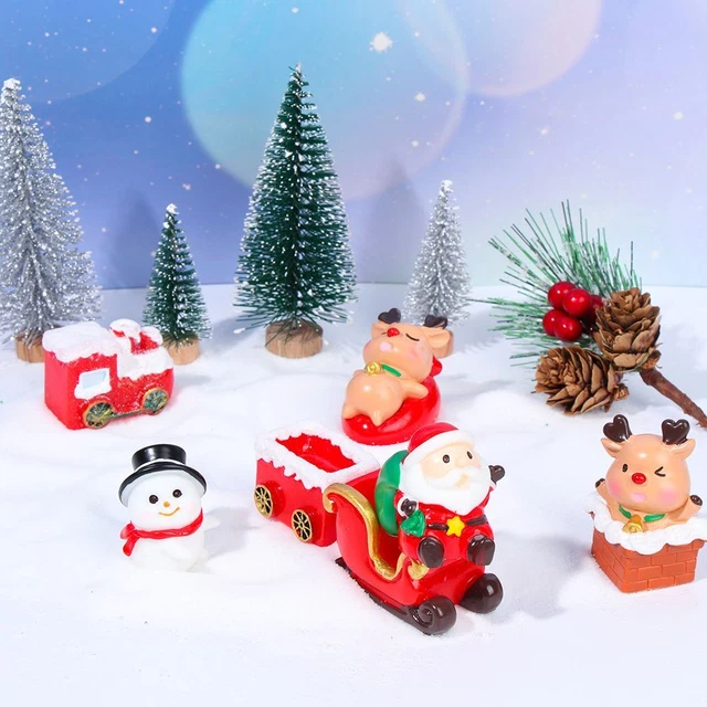 Crafts DIY Snowman Elk Mini Santa Claus Miniature Landscape Christmas Figurines