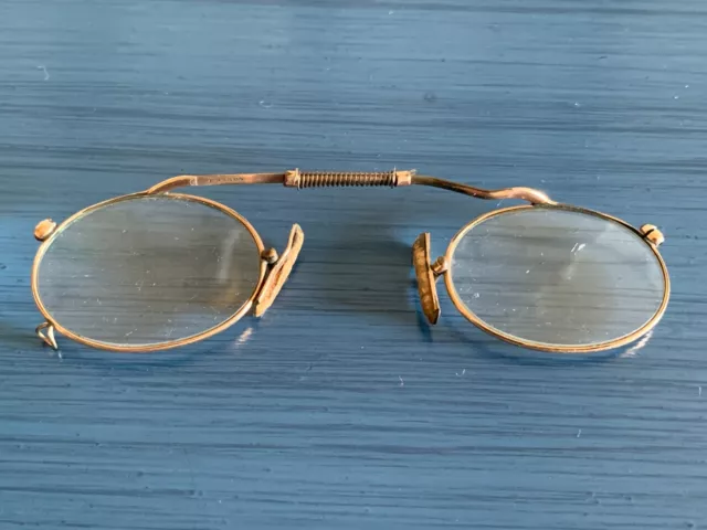 c.1920's Gold Filled Frame PINCE-NEZ Eye Glasses Spring Extension Marked 1/7