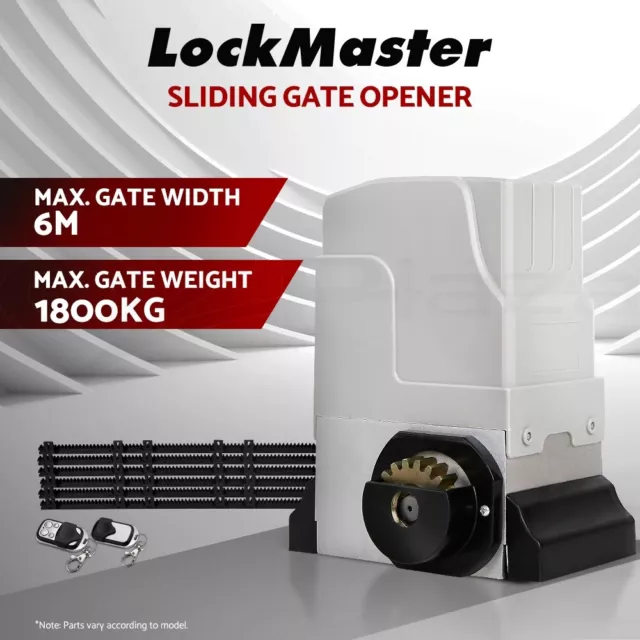 LockMaster Electric Sliding Gate Opener 1800KG Automatic Motor Remote Rail 6M