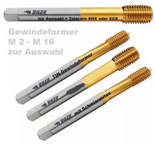 HSSE TIN Gewindeformer BAER Gewindenachschneider Gewindebohrer Auswahl M2 - M16