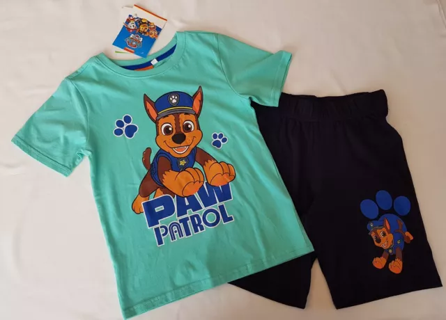 PAW Patrol Nickelodeon Pyjama Shorty Schlafanzug blau türkis Kurz Gr 122/128 Neu