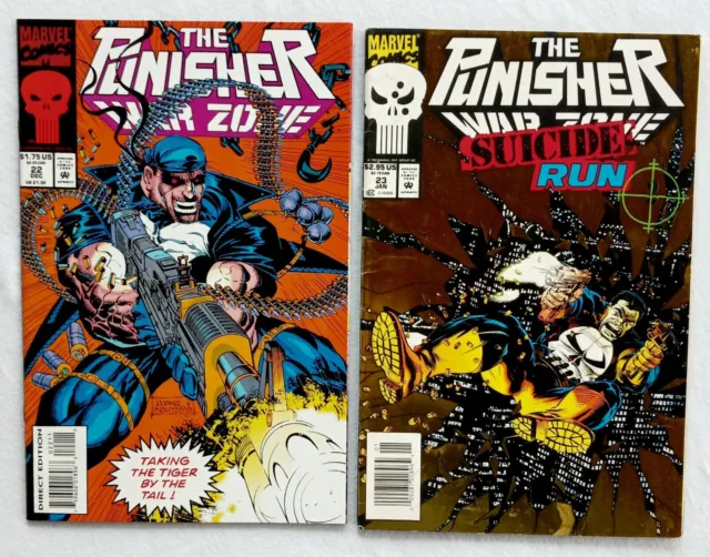 Punisher War Zone #22 #23 - Suicide Run Newsstand Larry Hama Marvel Comics Lot