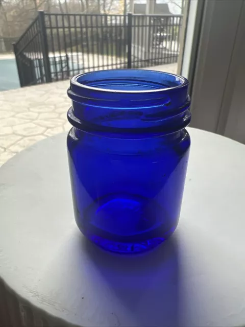 Vintage VICKS VAPORUB Cobalt Blue Glass Bottle Jar RARE Antique Nice Shape 40's