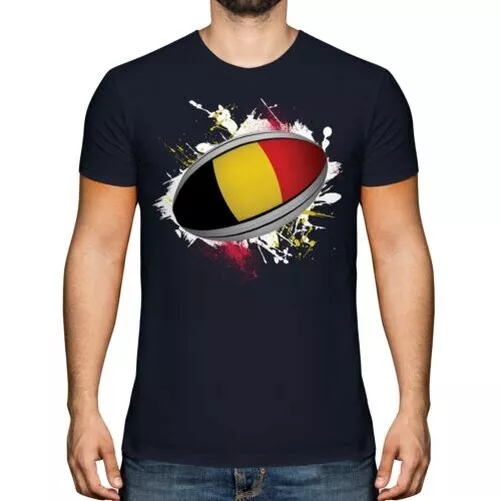 Belga Pallone da Rugby Splatter T-Shirt Maglia Regalo Coppa Del Mondo Sport