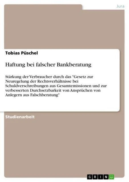 Haftung bei falscher Bankberatung Tobias Püschel