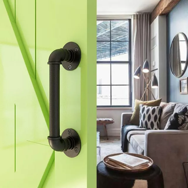 Industrial Pipe Barn Door Pull Handle Black Sliding Door Barn Handles